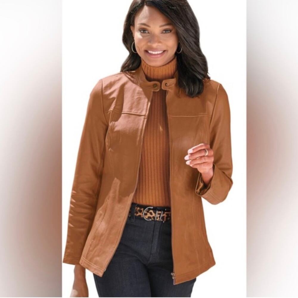 Vintage Chadwicks of Boston 90's Camel Brown 100% Leather Size 16 Bomber Jacket
